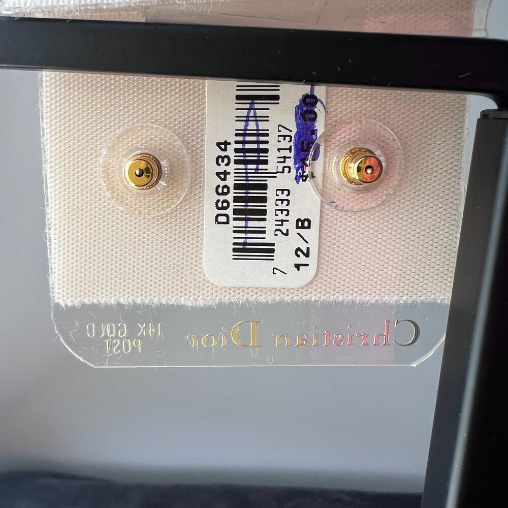 NWT Authentic Vintage Christian Dior Monogram CD Gold‎ Earrings with 14k Post - Picture 3 of 4